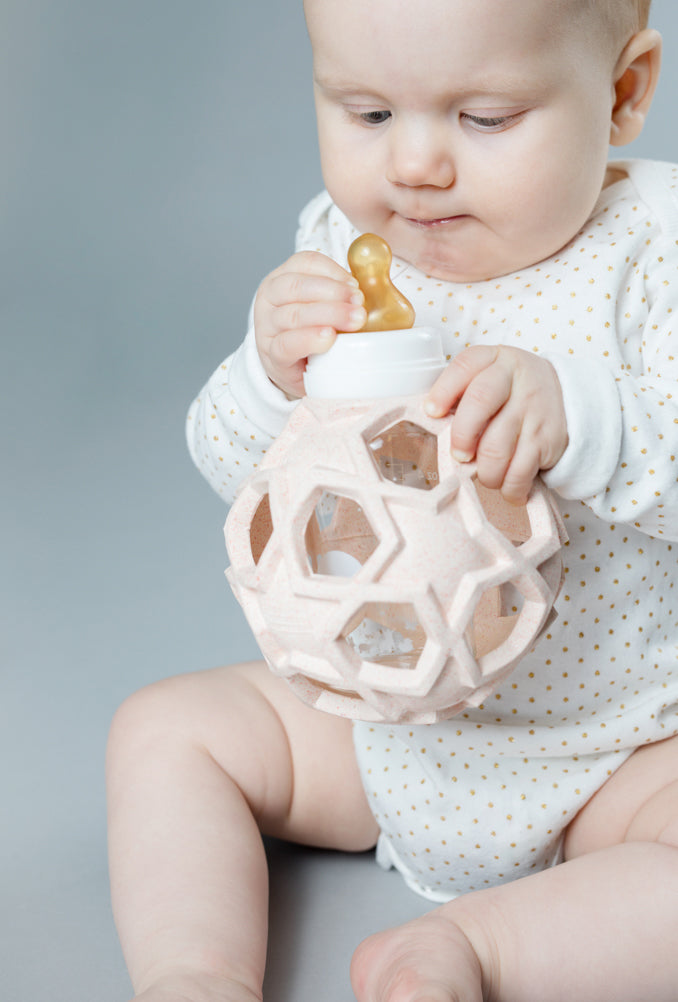 Glass Bottle with Star Ball Cover Pink