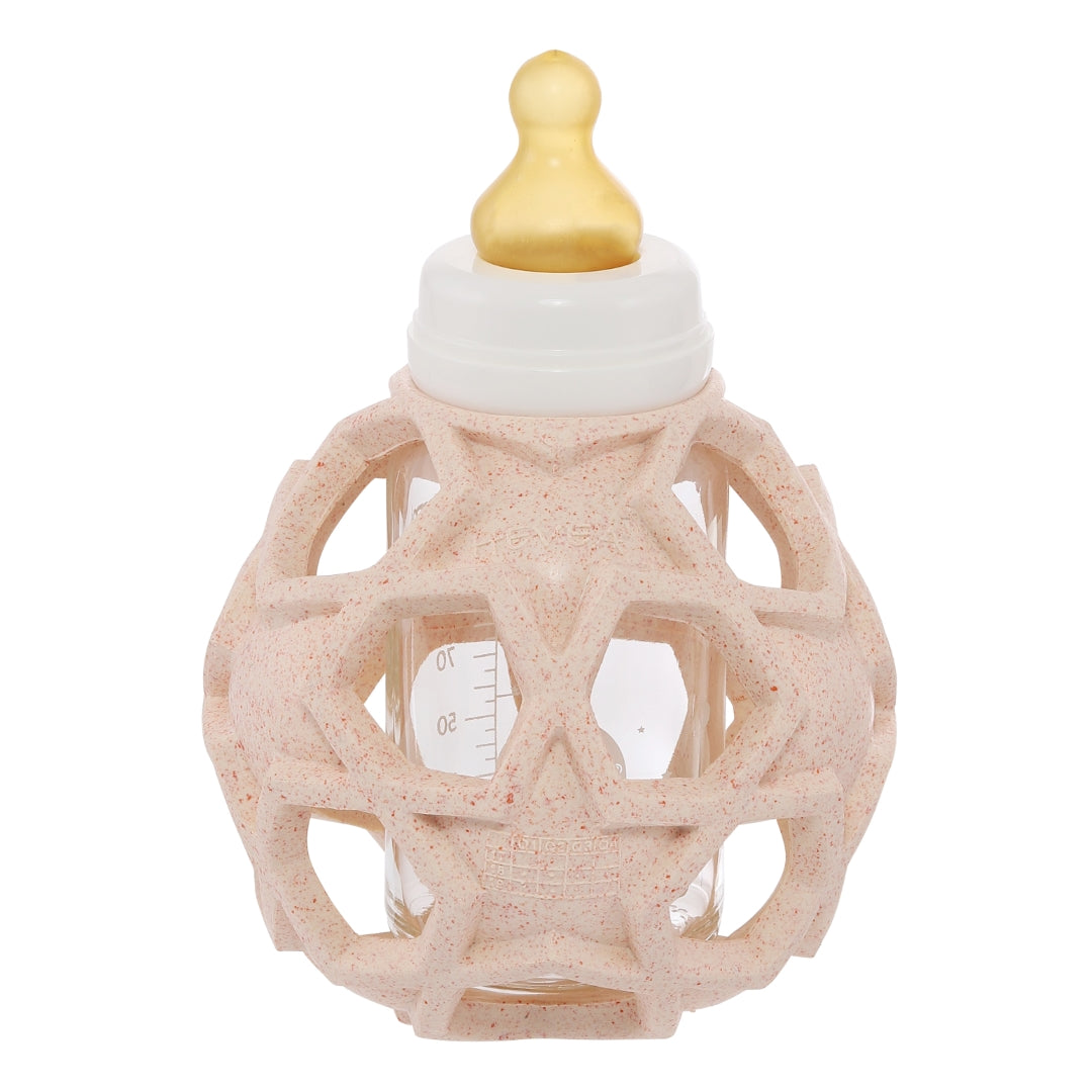 Glass Bottle with Star Ball Cover Pink